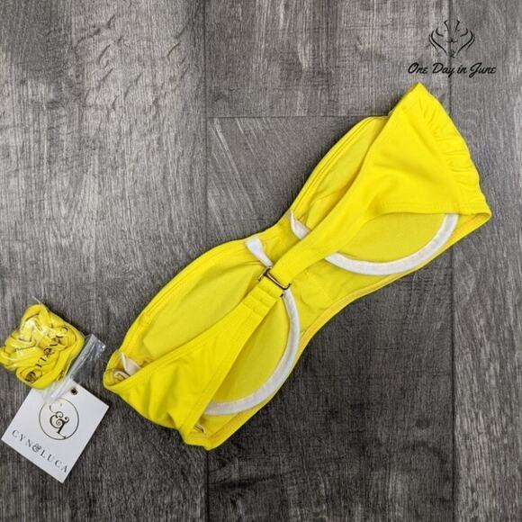 Cyn Luca Standard Ruched Front Bandeau Bikini Top Swimsuit Size M - Picture 4 of 4